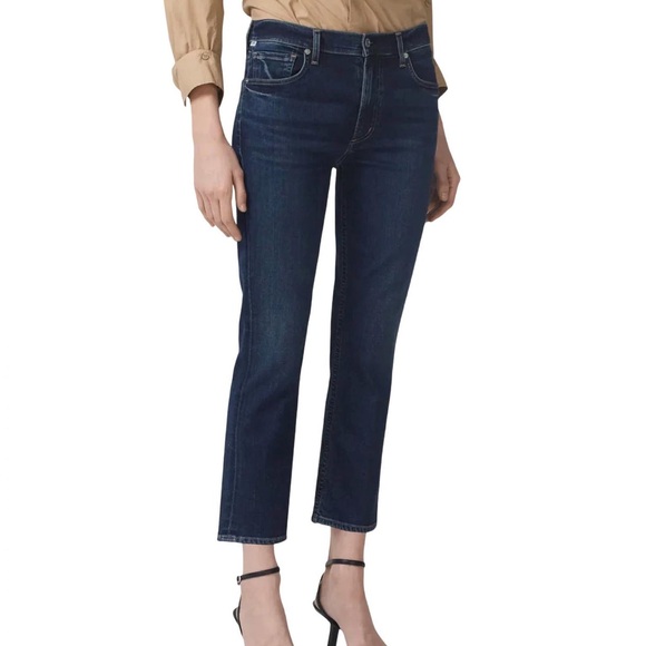 Citizens Of Humanity Denim - Citizens of Humanity (24) Isola Mid Rise Slim Crop Med/Dark Wash Denim Jeans